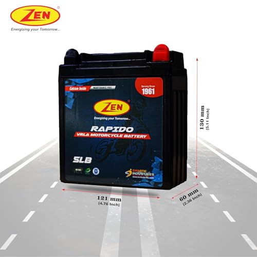 Image of Zen 5LB 12V 5AH Motorcycle Rechargeable Battery for Two Wheelers Scooters Bikes SMF VRLA Maintenance Free