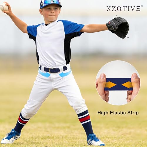 Image of XZQTIVE Baseball Softball Socks and Belt Combo Set Adjustable Softball Socks and Elastic Belt for Kids Youth Adult