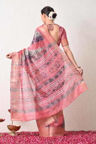 Image of MIRCHI FASHION Women Saree Cotton Silk Batik Block Printed | Breathable Office Wear and Regular Use Sari with Blouse Piece