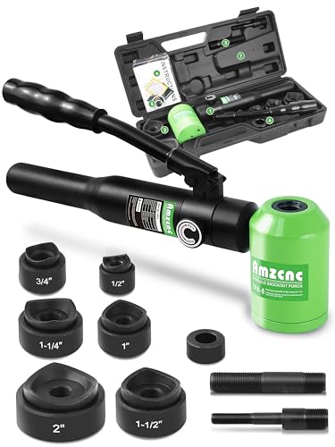 AMZCNC Hydraulic Knockout Hole Punch Driver Kit 1/2 to 2 inch Electrical Conduit Hole Cutter Set KO Tool Kit Metal Sheet Puncher (1/2”~2”)