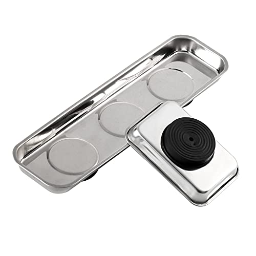 Rechabite 3 Pieces Magnetic Trays Set Stainless Steel Magnet Tool Tray Parts Holder For Screws, Sockets, Bolts, Pins, Mechanic's And Automotive #TOP5