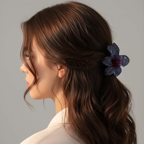 Image of Alvero Medium Flower Hair Claw Clips, Gradient Color Flower Hair Clature Set, Elegant Glossy Resin Hair Clips Ponytail Holder for Women & Girls - 6 x 6 x 2cm (Pack of 1-Piece, Any Color)
