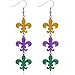 Mardi Gras Earrings Fleur De Lis Crocodile Lobster Outfit for Women Shirts Accessories - Purple Gold Green Carnival Dangle Earrings for Women Fat Tuesday Holiday Gift