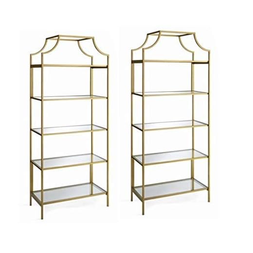 Better Homes and Gardens Nola 5-Open Shelves Bookcase, (Gold, Set of 2, Bookcase)