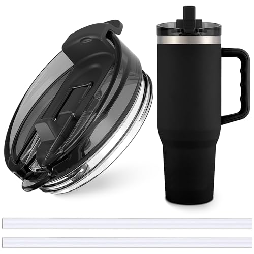 Jmoe USA 40 oz Replacement Lid For Yukon Fit Forty Tumbler With Handle | 2 in 1 Straw Lid | Made of BPA Free Tritan Plastic | 100% Leakproof Design | Dishwasher Safe (1-Pack) by Jmoe USA - Used condition - US$10.47