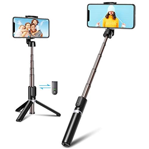 Bovon Selfie Stick Stativ mit Bluetooth Auslöser, 3 in 1 360° Drehbar Mini Erweiterbar Aluminium Selfiestick Kompatibel mit iPhone 12 Pro Max, 12 Mini, 11 Pro Max, Samsung S20 Plus, Note 10 usw.