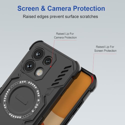 Image of Zapcase Back Case Cover for Oppo Reno 16C 5G | Magnetic Case with Built-in Metal Ring | Supports MagSafe Charger, Wallet & Car Mount | Shockproof Hybrid PC + TPU | Black