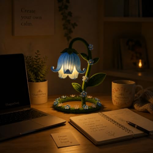 Image of ShagunSaaj Pipe Cleaner Flower Showpiece with LED DIY Kit for Adult & Kids Craft DIY, Aesthetic Home Decor, Office Desk Decor, Personalised Gifting, Non Withering Flowers (Blue)