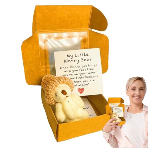 Generico Osos de peluche pequeños | Animal de peluche en – Animal de bolsillo hecho a mano con tarjeta inspiracional para niños bautizo Navidad San