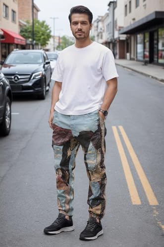 Men's Designer Straight Slim Fit Stretch Patchwork Jeans Comfort Skinny Biker Denim Pants2