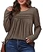 OFEEFAN Fall Outfits for Women 2025 Plus Size Womens Clothing Teacher Long Sleeve Tops Casual Coffee 3Xl