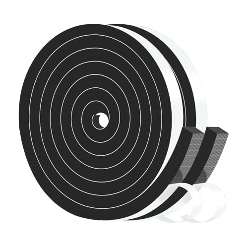 Image of Foam Weather Stripping Tape,High Density CR,1 /2 in x 3 /8 in x 13Ft | Weather Stripping Door Seal Strip for Insulating Door Frame, Window, Air Conditioner,Self Adhesive Sealing Weatherstrip,Black