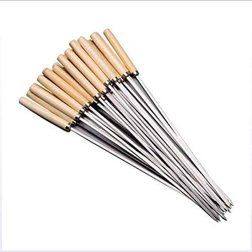 LOKIH Piques À Brochette Réutilisables en Acier Inoxydable Et Manche en Bois, 35 Cm,25pcs Cover