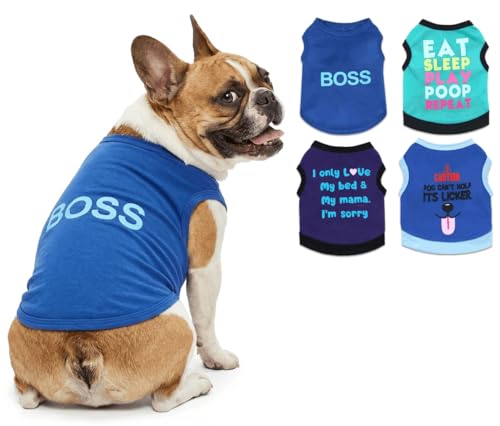 4-Pieces-Small-Dog-T-Shirts-for-Boys-Dogs-Summer-Puppy-Clothes-Pet-Boy-Shirt 4 Pieces Small Dog T Shirts for Boys Dogs, Summer Puppy Clothes, Pet Boy Shirt - Image 1