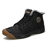 Mgreater Men's Snow Boots Waterproof Fur Lined Booties Non-Slip Lightweight Winter Shoes,Black/High Top,US Men 10.5 D(M)=EU 44