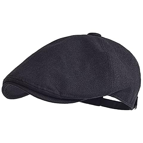 JAOAJ Flat Cap Retro Men, Adjustable Driving Hats for Men,Gatsby Newsboy Black Hat, Ivy Caps Irish Hunting Hat for Men Women, Size 56-60CM Cover