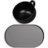 DogBuddy Food Mat (Small, Gray) and Cup (Black) Bundle