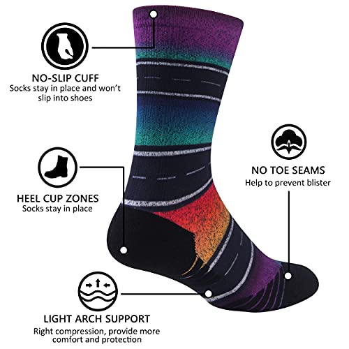 HUSO Unisex Funky Digital Printed Athletic Crew Hiking Cycling Socks 4 Pairs3