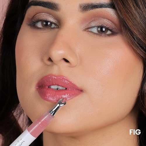 Image of LAMIOR Peptide Glaze Lip Balm - 3 in 1 Formula for Glossy Shine, Healing & Nourishment for Dry Dark & Pigmented Lips with Shea Butter, Non Sticky, Moisturizing Lip Balm for Women, (Fig (Sheer))
