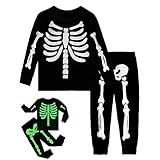 [SHELISTEN] キッズ パジャマ 男の子 子供用 上下セット 光る 夜光 ハロウィン コスプレ 仮装 ルームウェア 長袖 綿100 春秋(光る骨, 150)