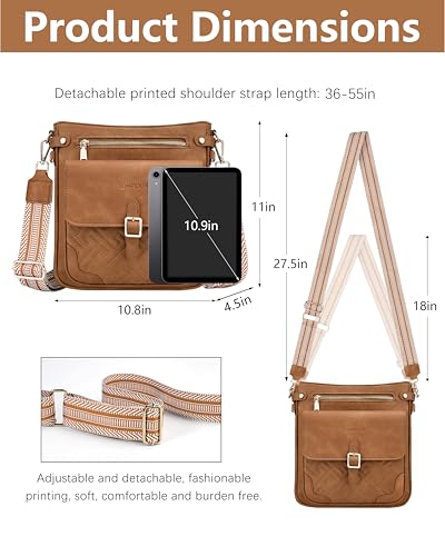 Image of large leather crossbody bags for women,Quilted crossbody purses | RFID Multi-Pocket Womens Crossbody Bag,Travel Purse with Pockets,Structured Cross Body Purse,Fits 10.9 inch iPad,Gift