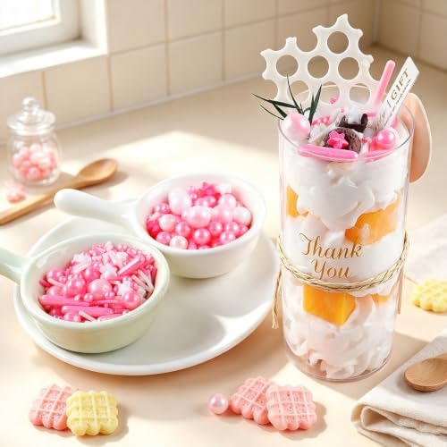 Image of Pink Sprinkles, 11.3oz Edible Pearls Nonpareils Jimmies Sugar Sprinkles | Large Capacity 4 Jars Set for Cakes Cupcakes Cookies Baking