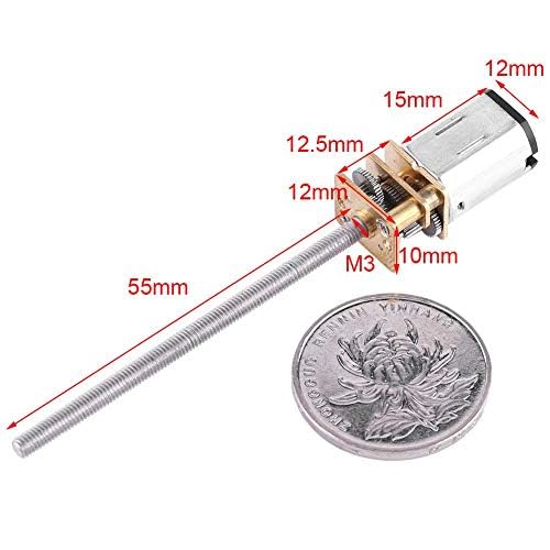 DC 6V Getriebemotor mit langer M3 * 55mm Gewindeausgangswelle 30RPM ~ 500RPM N20 Getriebemotor (60RPM)