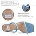 BCTEX COLL Women's High Heeled Sandals Two Strap Square Toe Slip on Comfortable Chunky Strappy Heels for Women, Blue, Size 8