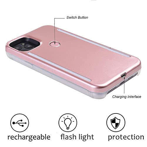 Gsrypc Front And Back Selfie Led Light Up Case Compatible With Iphone 12/Iphone 12 Pro,Rechargeable High Brightness Luminous Led Flash Lighting Selfie Light Best For Live Stream/Makeup/Tik Tok/Video #TOP7