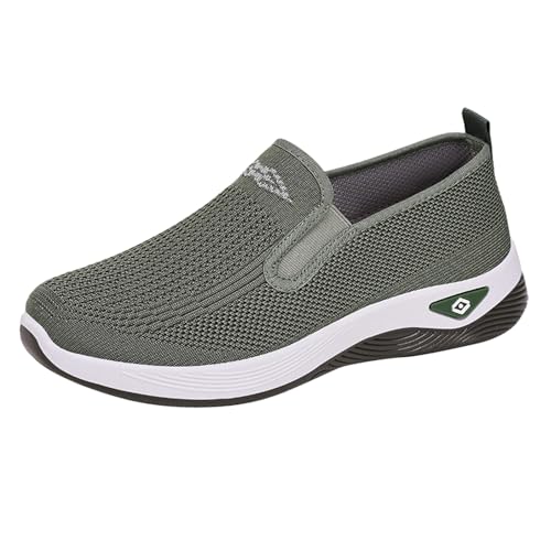 Zapatillas de deporte para mujer, de malla de punto, transpirables, cómodas, para caminar, con espuma viscoelástica, ligeras, sin cordones, suela antideslizante, zapatos para correr, Green, 39.5 EU