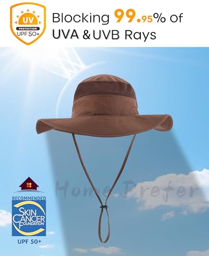 Image of Home Prefer UPF 50+ Men's Sun Hat Wide Brim Bucket Hat UV Protection Hat for Mens Womens Beach Safari Gardening Golf Fishing
