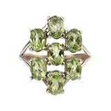 Multi Oval Peridot Ring Handmade 925 Sterling Silver August Birthstone Ring Lightweight Prong Setting Jewelry (US 5)