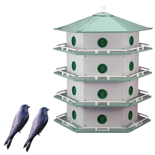 Heath 24-Room Deluxe Purple Martin House with Decoys – Spacious Aluminum Birdhouse for Colonizing Martins