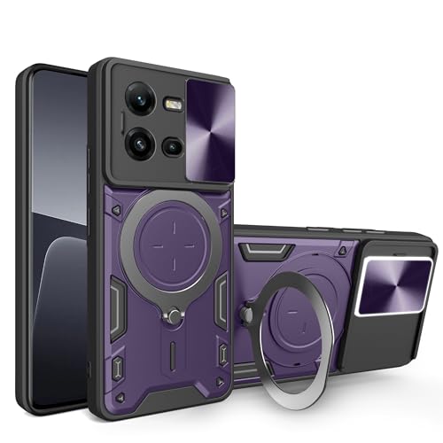 Lucyliy Funda para Vivo V25 5G Case Carcasa Soporte [con Protector de Pantalla de Cristal Templado] Purple
