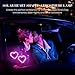 2Pcs Car LED Ambient Light, Solar Powered Heart Shape Lights, LED Neon Light for Car Back Window Decoration, Night Driving, 5 Modes - Pink