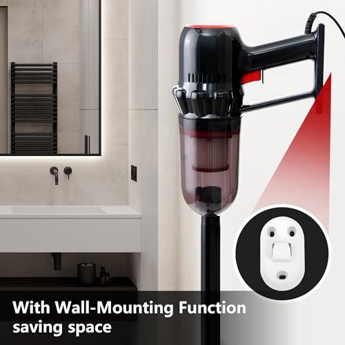 EFSHEER Stick Vacuum Cleaner 17000KPa Lightweight Corded Vac with Handheld 3-in-1, 600W Powerful Suction Vacuum Cleaner Portable with HEPA Filters, for Multi-Surfaces
