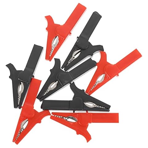 TEHAUX 8Pcs Heavy Duty Crocodile Clamps Car Battery Charger Clamps Copper Test Lead Clips Battery Alligator Clips for Car Auto Vehicle ( Red+ Black ) Cover