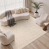 BEIMO Tapis Salon 160 x 230 cm   Tapis Moderne à Poils Courts et Effet 3D, Doux, Lavable, Antidérapant, Facile à Entretenir et résistant, Design à Carreaux Crème pour Salon et Chambre