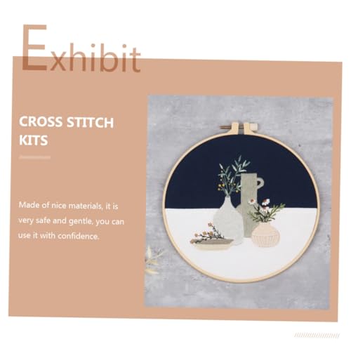 Kits de broderie fleurs avec 4 motifs sur toile polyester résistante - 4