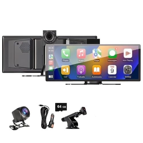 RATNOR 11.26-Inch FHD Portable Wireless Screen for Car Vehicle Apple CarPlay 4K Dash Cam, Android Auto Screen with Dash Cam, Backup Camera