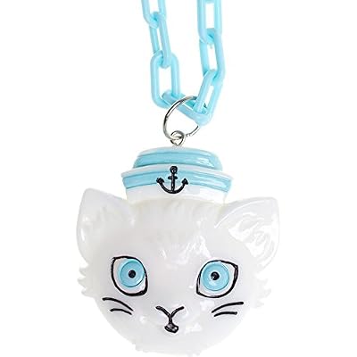 Chunky Nautical Cat Necklace - White & Blue - from Sourpuss Clothing
