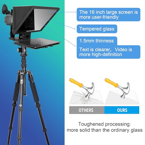 Image of 16 inch Teleprompter for Tablet DSLR Camera with APP Remote