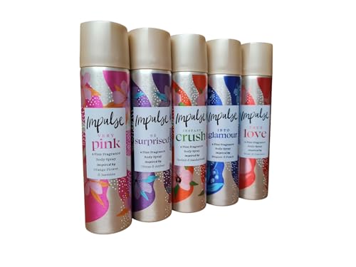 Impulse 75ml Body Spray 5-Pack (includes; Into Glamour Very Pink True Love Be Surprised & Instant Crush).
