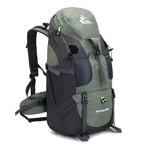 Bseash 50L Leichter wasserfester Wanderrucksack, Outdoor Sport Tagesrucksack Multifunktions Reisetasche für Klettern Camping Reisen (Armeegrün – mit Schuhfach)