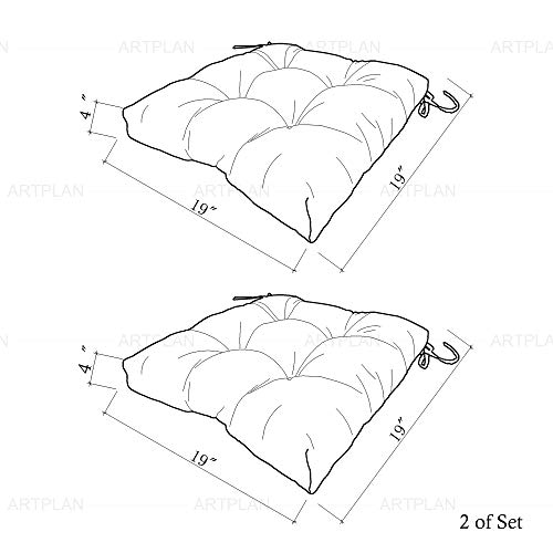 Artplan Outdoor Cushions Patio Seat Cushions Set Of 2 Wicker For Patio Furniture Tufted Pillow All Weather Chair Cushions #TOP5