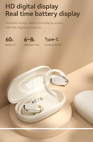Image of S300 OWS Open Ear Wireless Earbuds with Display, ENC Mic for Crystal-Clear Calls, 60hr Playtime with Type-C Fast Charging, BT5.4 Gaming Bluetooth Earphones, Touch Control Sports Headphone. Black