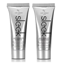 Hair Chemist SLEEK Anti Humidity Shampoo & Conditioner 8 oz. 2-PC SET - Frizzy Hair Shampoo and Conditioner for Silky Hair & Super Straight Hair, Anti-Frizz & Smoothing Shampoo and Conditioner Set