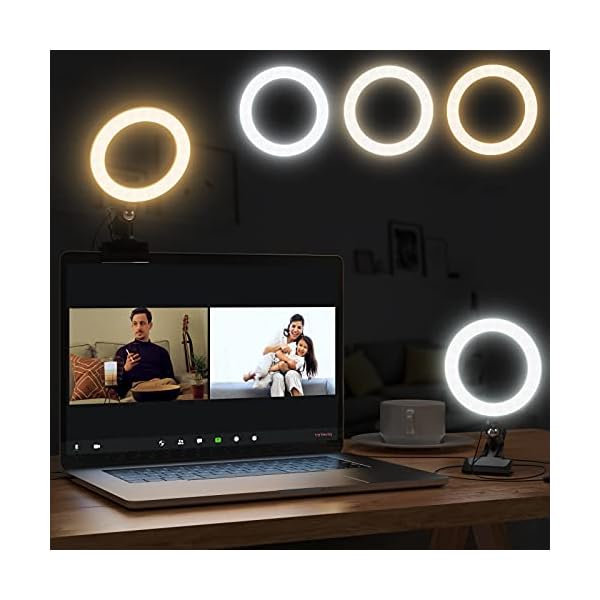 Ringlicht Laptop, Video Konferenz-Beleuchtungsset, 360°drehbar Tischringlicht USB Ringleuchte mit Clip für…