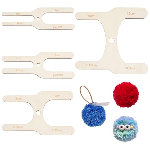 BENECREAT 4 piezas de 8 tamaños para hacer pompones de madera, tejedor de bolas de lana, en forma de H, kit de fabricación de pompones de madera para manualidades de agujas, manualidades de lana BENECREAT 4 piezas de 8 tamaños para hacer pompones de madera, tejedor de bolas de lana, en forma de H, kit de fabricación de pompones de madera para manualidades de agujas, manualidades de lana