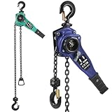 Bonarca レバーブロック 【0.75t】 小型 ミニ 1.5m チェーンブロック 750kg 150cm レバーホイスト クレーン チェーン レバー ホイスト フック 鎖 ガッチャ ガチャ 吊り上げ 吊り下げ 荷揚げ 荷下ろし 手動 巻き上げ 巻き下げ 牽引 業務用 重量 運搬 工具 工場 倉庫 (ブルー)